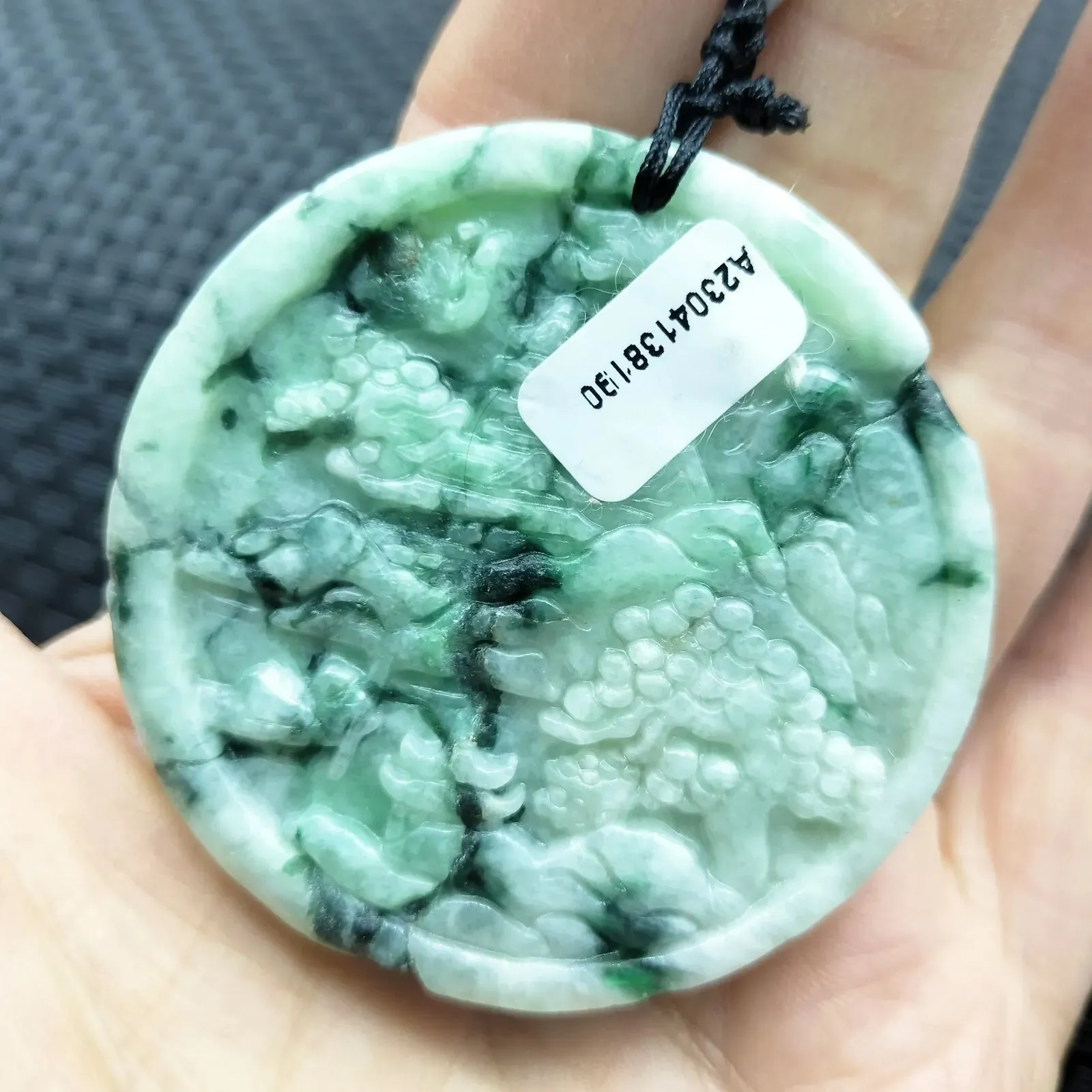 Certified Green Lavender Natural A Jade Jadeite Pendant Landscape Painting Necklace