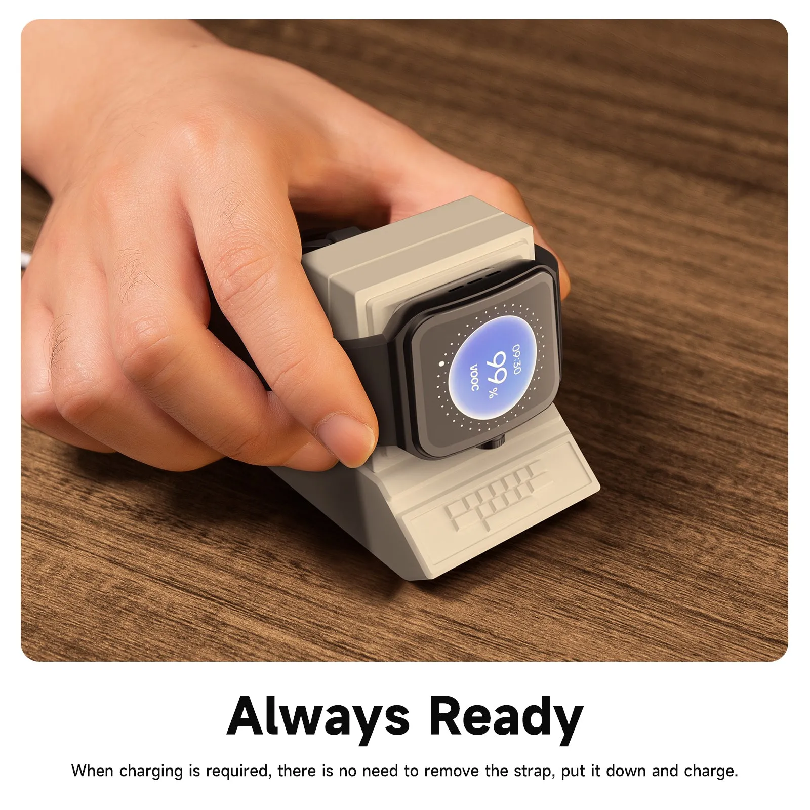 Charging Dock Station for OPPO Watch 3 Pro - Smart Watch Charger Stand with Retro Computer Pattern Bracket