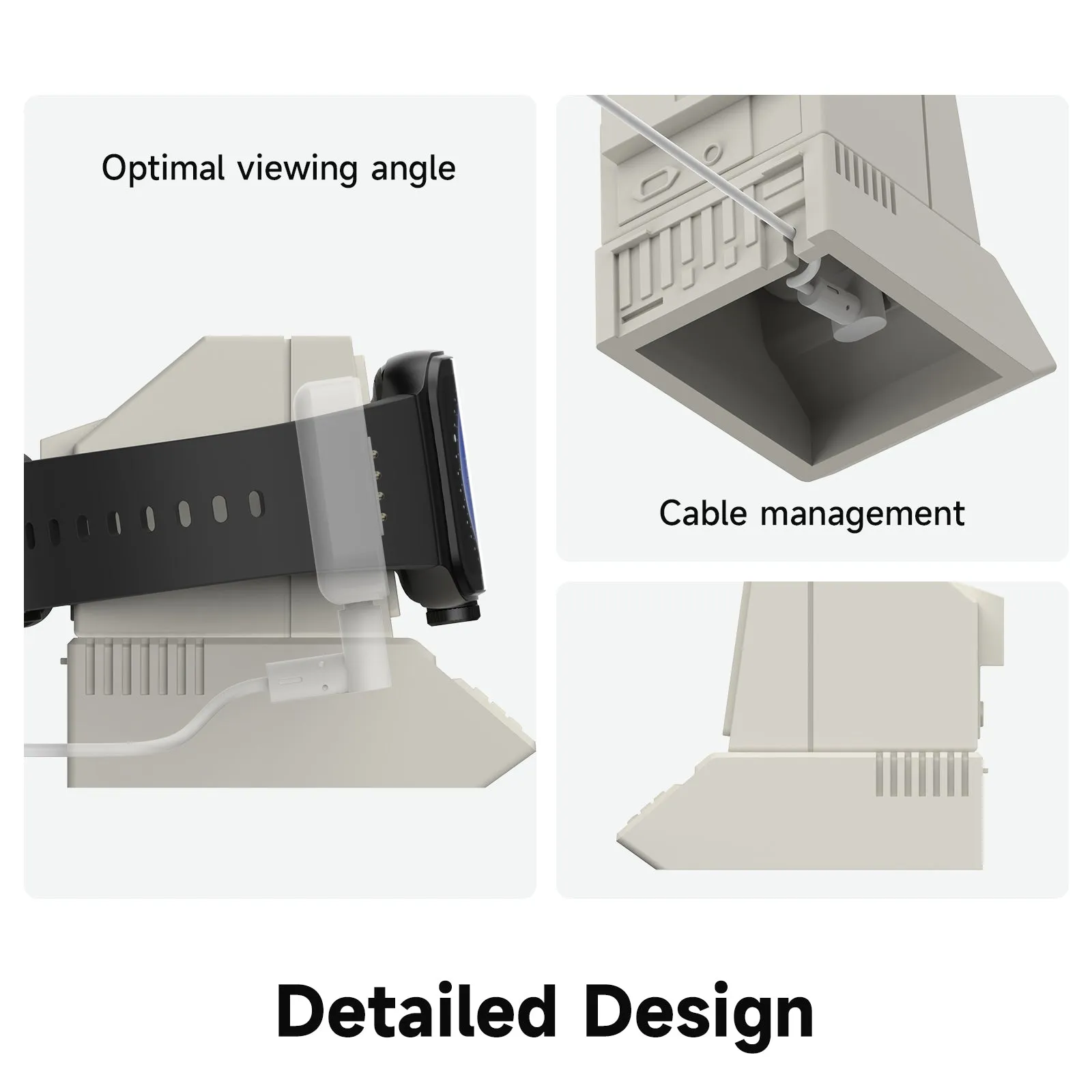 Charging Dock Station for OPPO Watch 3 Pro - Smart Watch Charger Stand with Retro Computer Pattern Bracket