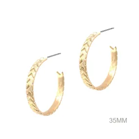 Chevron Hoop Earrings - Gold