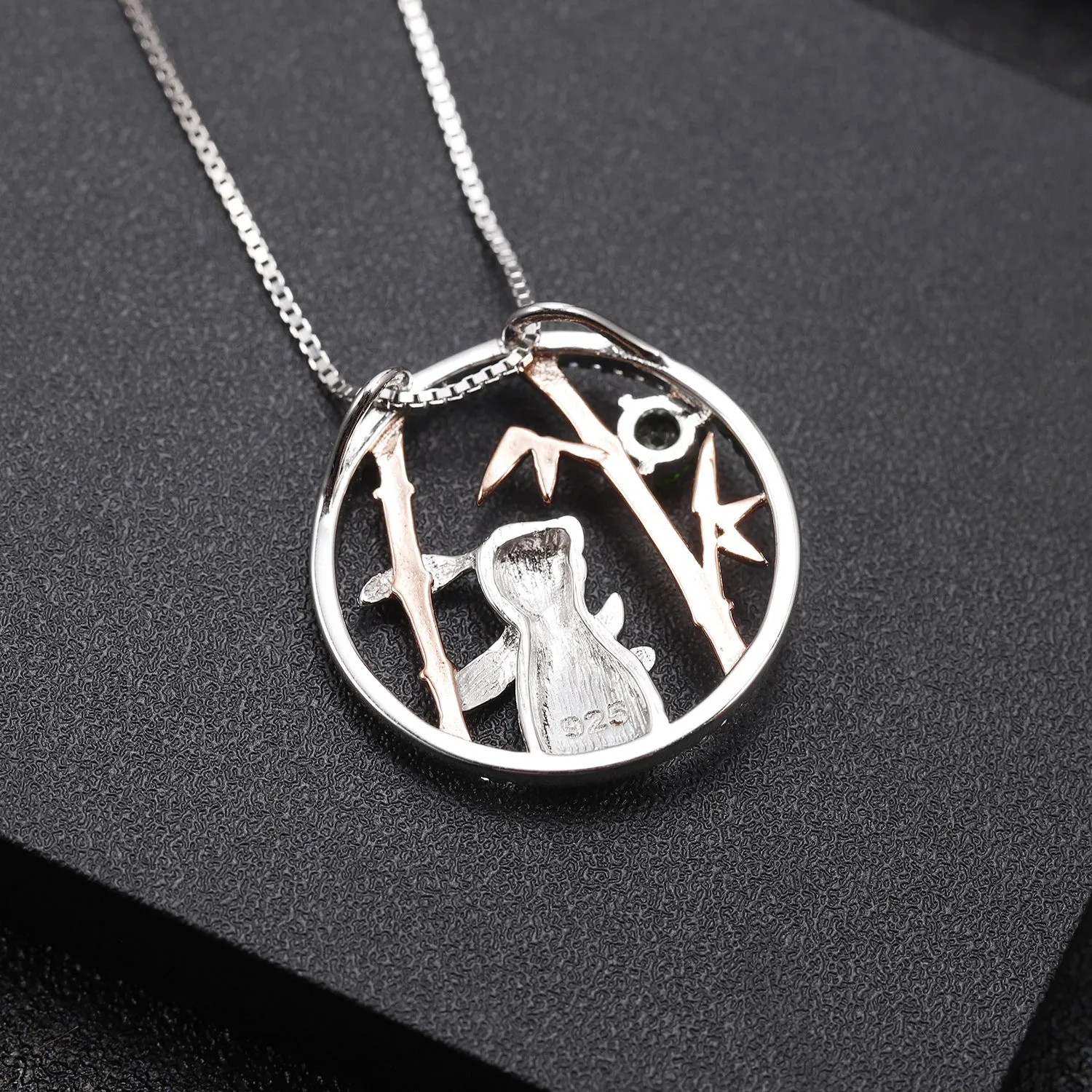 Chinese Style Inlaid Natural Colourful Gemstone Jade Rabbit Pendant Silver Necklace for Women