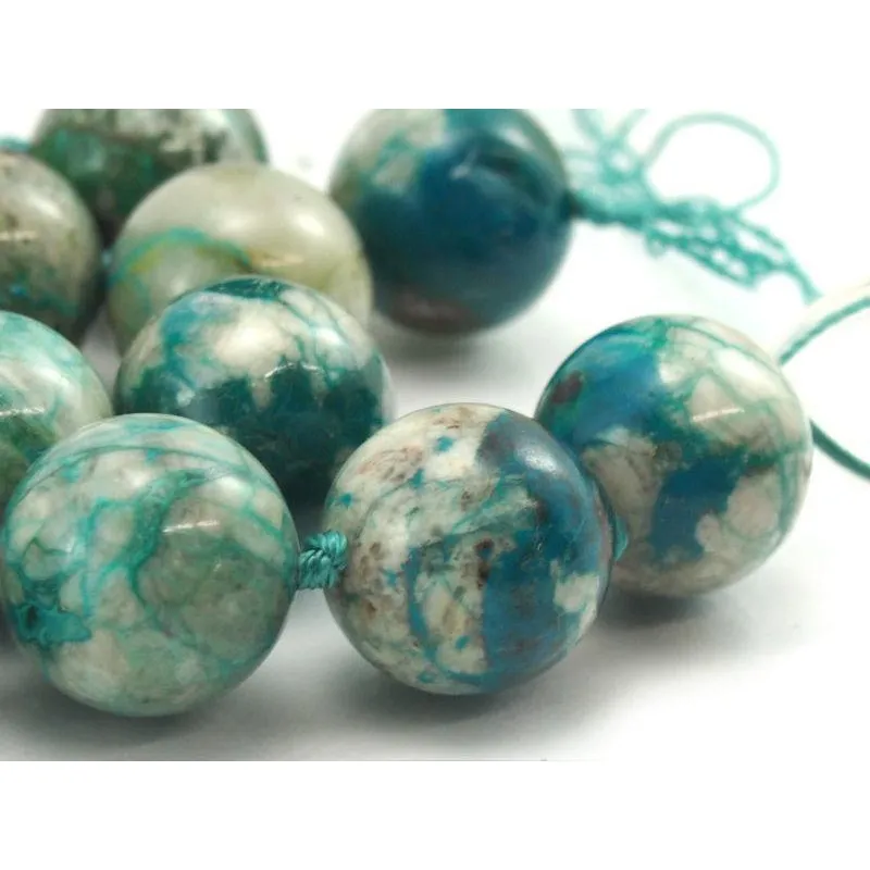 Chrysocolla Fine Rounds 12-14mm Bead Strand