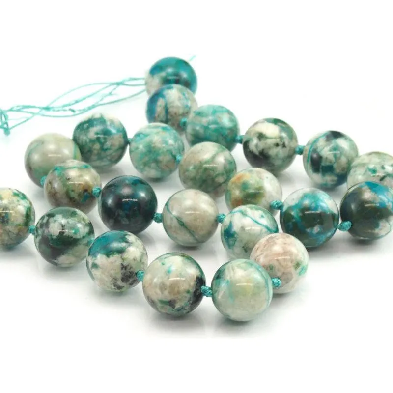 Chrysocolla Fine Rounds 12-14mm Bead Strand