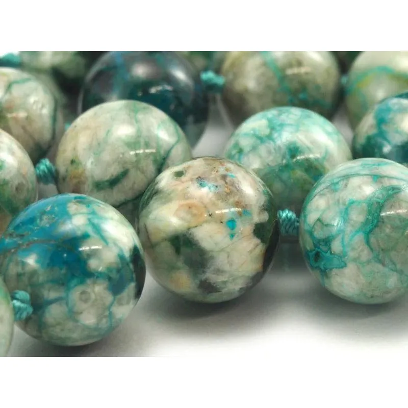 Chrysocolla Fine Rounds 12-14mm Bead Strand