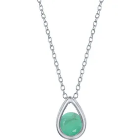 Classic Women's Necklace - Sterling Pear-shaped with Emerald May Birthstone | M-6892