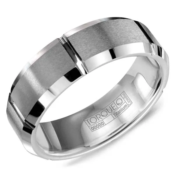 CrownRing Beveled Edge Notched Tungsten Wedding Band