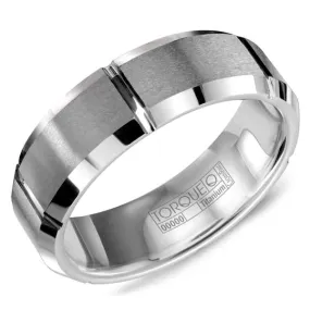CrownRing Beveled Edge Notched Tungsten Wedding Band