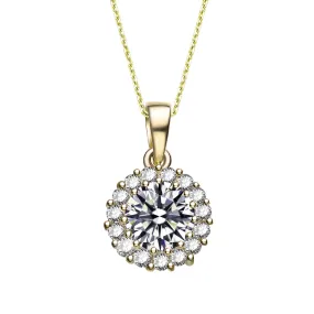 Cubic Zirconia Sterling Silver Gold plated Round Pendant