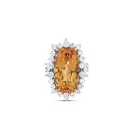 Cushion cut Imperial Topaz & Diamond Ring