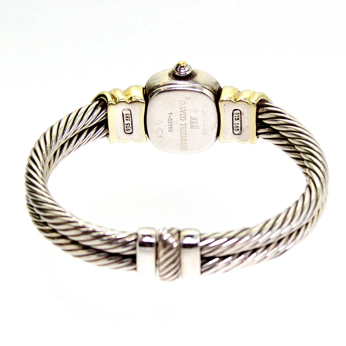 David Yurman Diamond & Blue Topaz Double Cable Bangle Watch