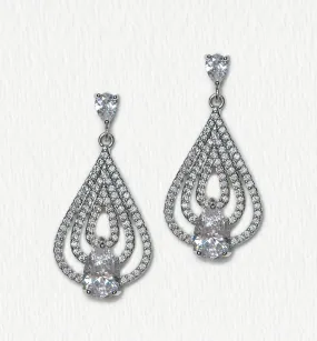 Deco Teardrop Chandelier Earrings