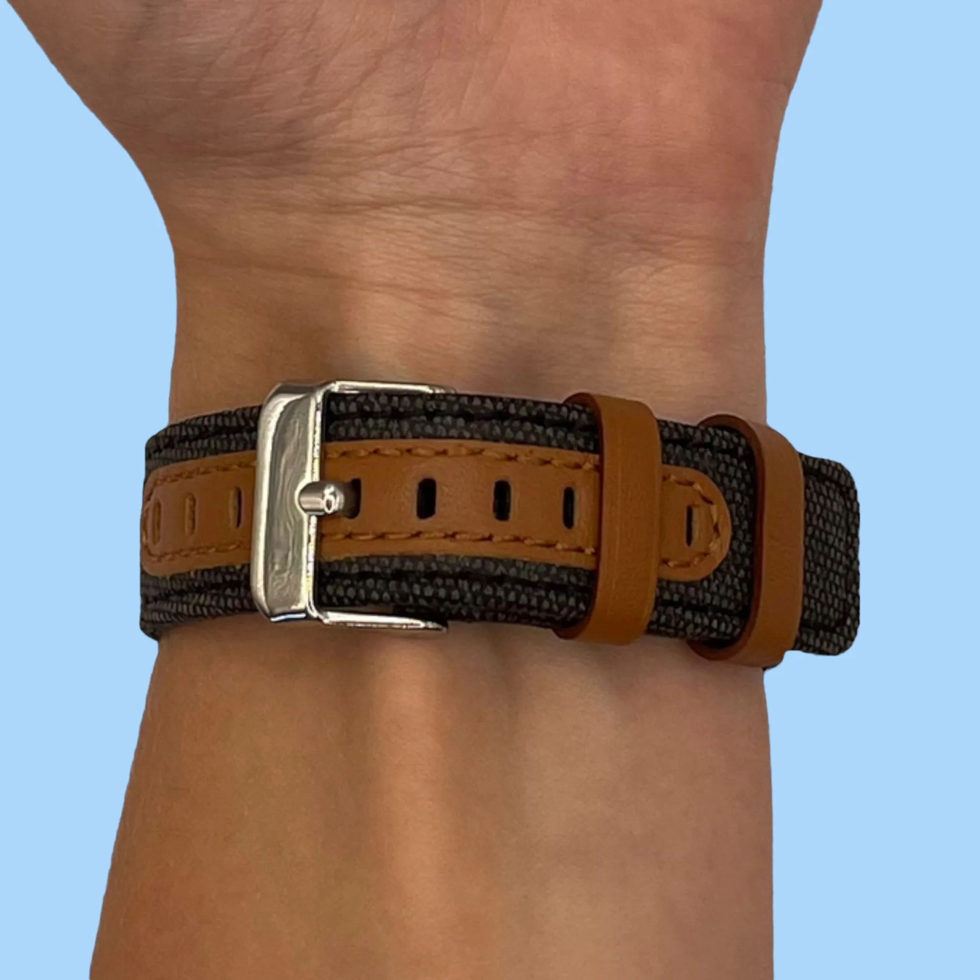 Denim & Leather Watch Straps Compatible with the Samsung Galaxy Watch 46mm