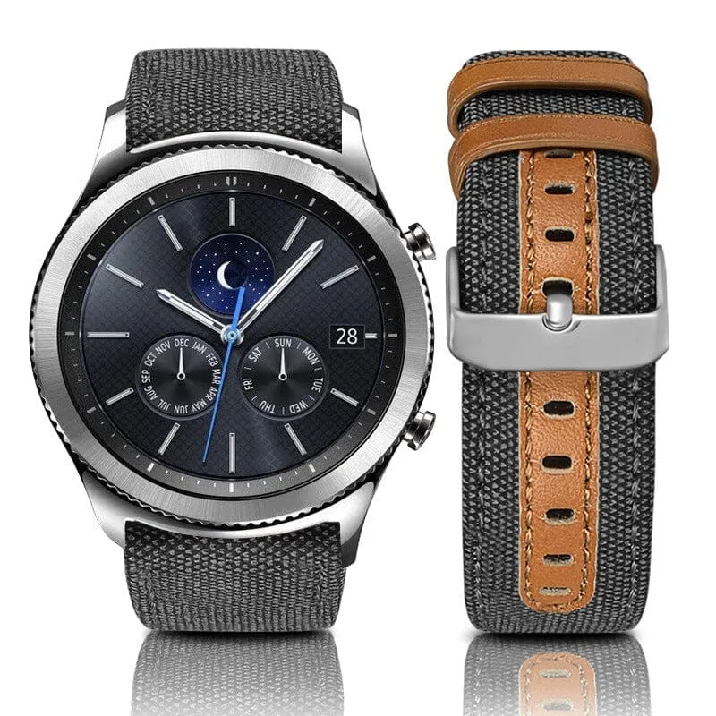 Denim & Leather Watch Straps Compatible with the Samsung Galaxy Watch 46mm