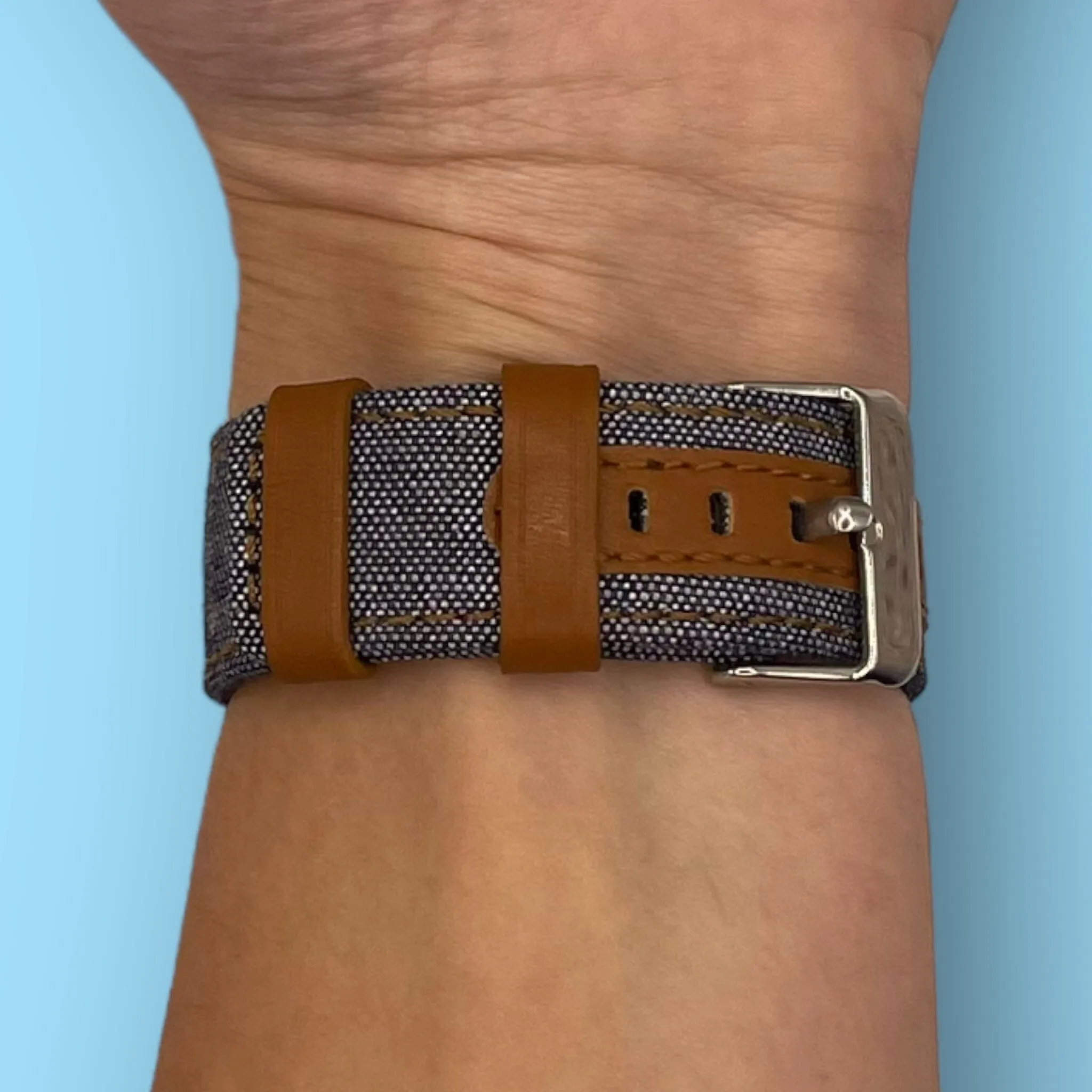 Denim & Leather Watch Straps Compatible with the Samsung Galaxy Watch 46mm