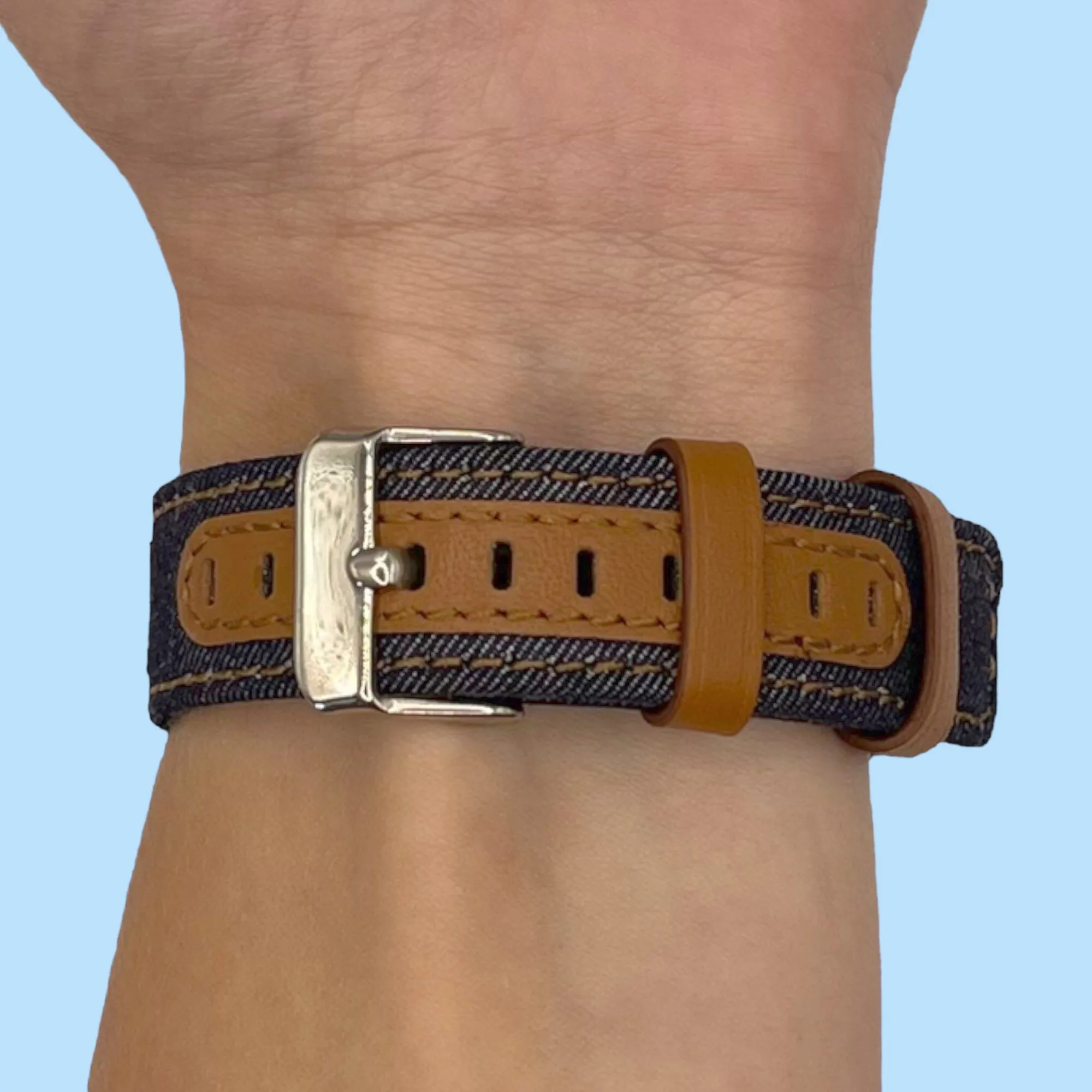 Denim & Leather Watch Straps Compatible with the Samsung Galaxy Watch 46mm
