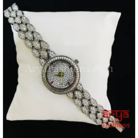 Designer Victorian CZ Bracelet Watch/ CZ Stone Female Wrist Watch/ Hip Hop Watch