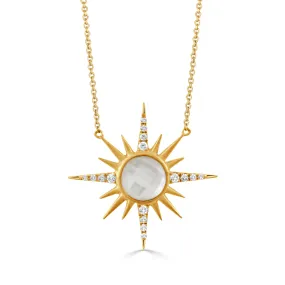 Doves Mother of Pearl Sunburst Necklace