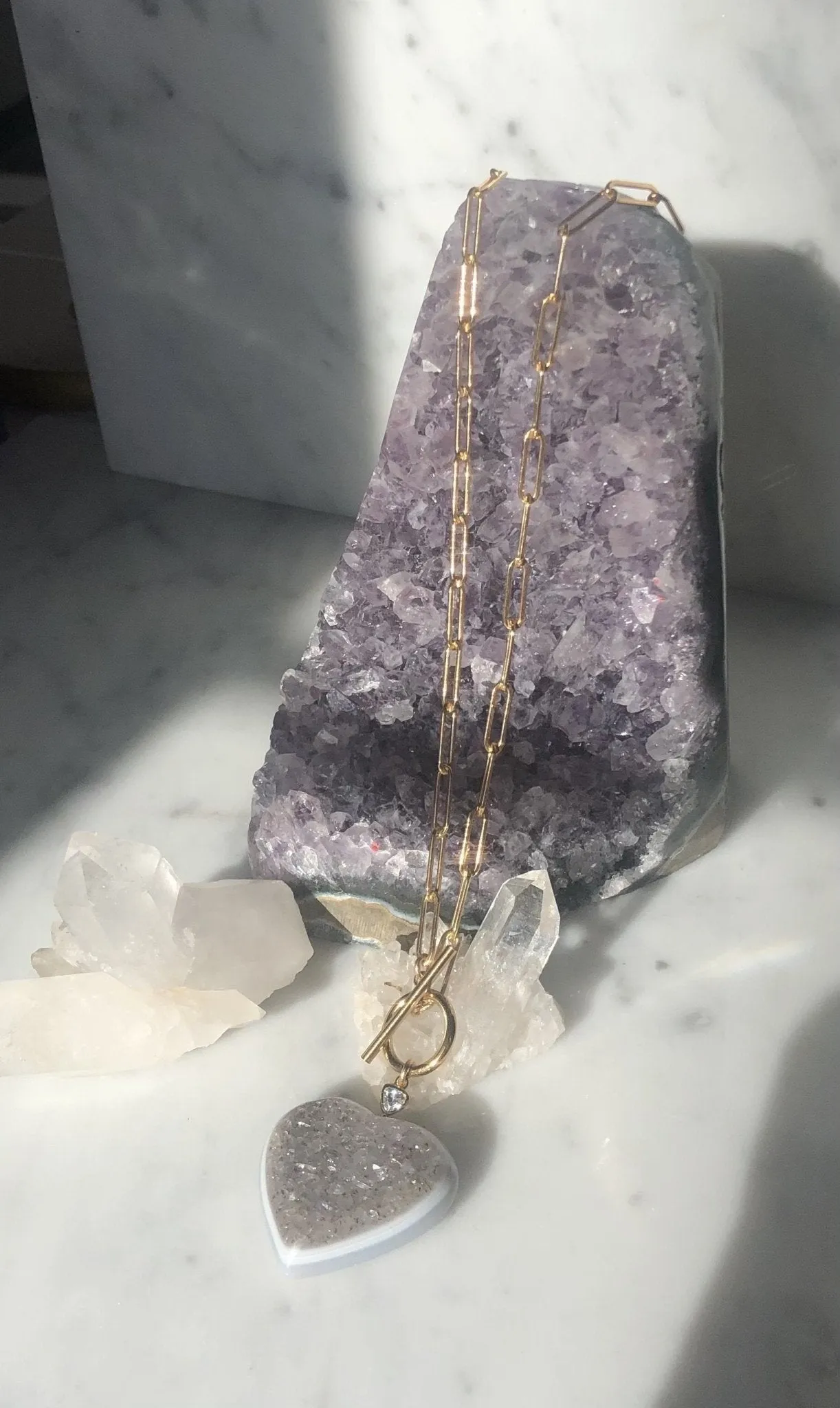 Druzy Quartz Heart Pendant