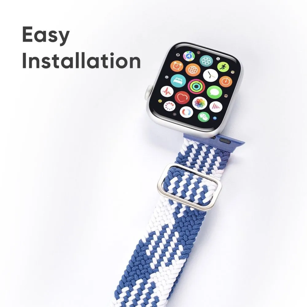 DUX DUCIS Apple Watch (45mm) elastic nylon watch strap - White / Blue