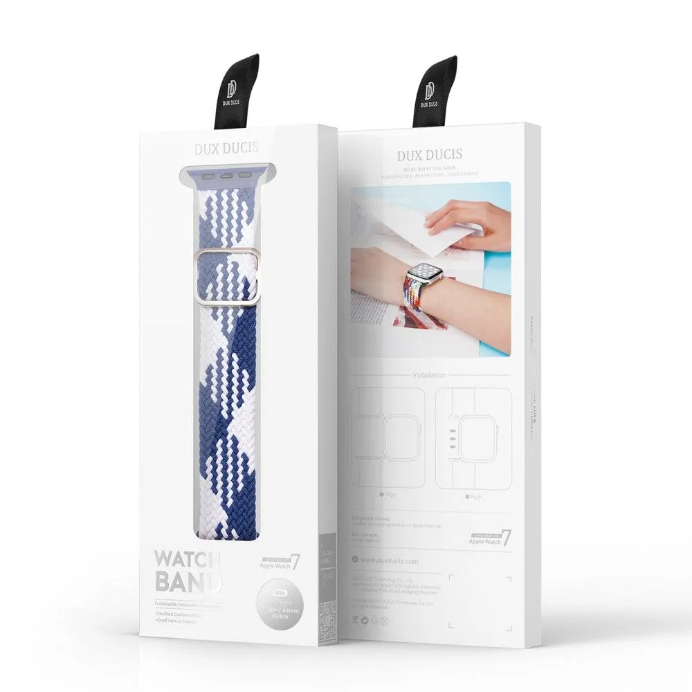 DUX DUCIS Apple Watch (45mm) elastic nylon watch strap - White / Blue