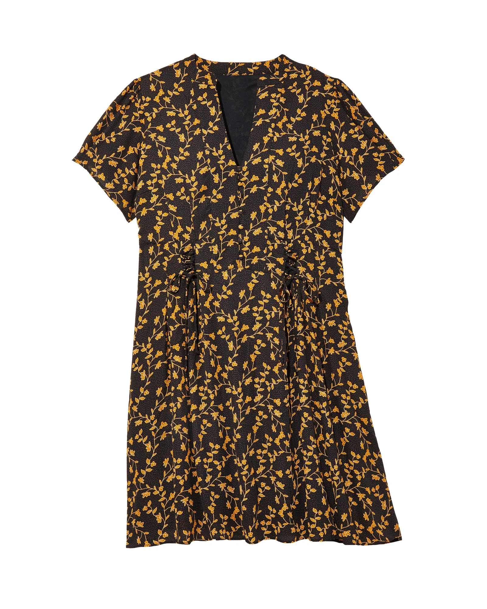 Edina Short Sleeve Dress | Black / Yellow