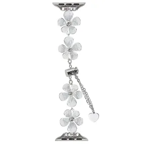 EIDERWOOD Apple Watch (38/40/SE/41/42mm) Blomster Kæde Rem - Sølv / Hvid