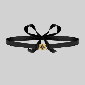 ELIZABETH. Black Spinel Tudor Satin Choker - Gold