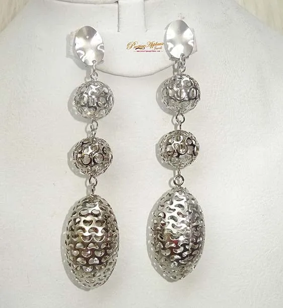 Elongated Flower Beautiful New Design Silver Party Earring Jewellery Gift