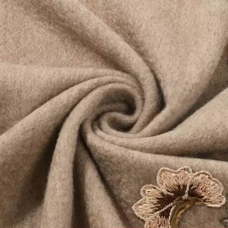 Embroidery 100% Pure Cashmere Scarf Gardenia 200x60 cm
