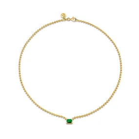 Emerald Cut Emerald on Orb Chain Necklace | Ready to Ship