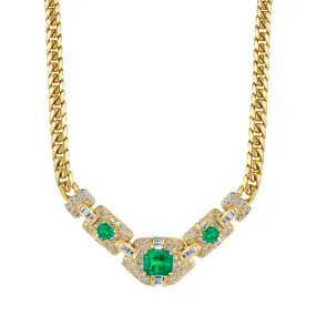 Emerald Diamond Gold Necklace