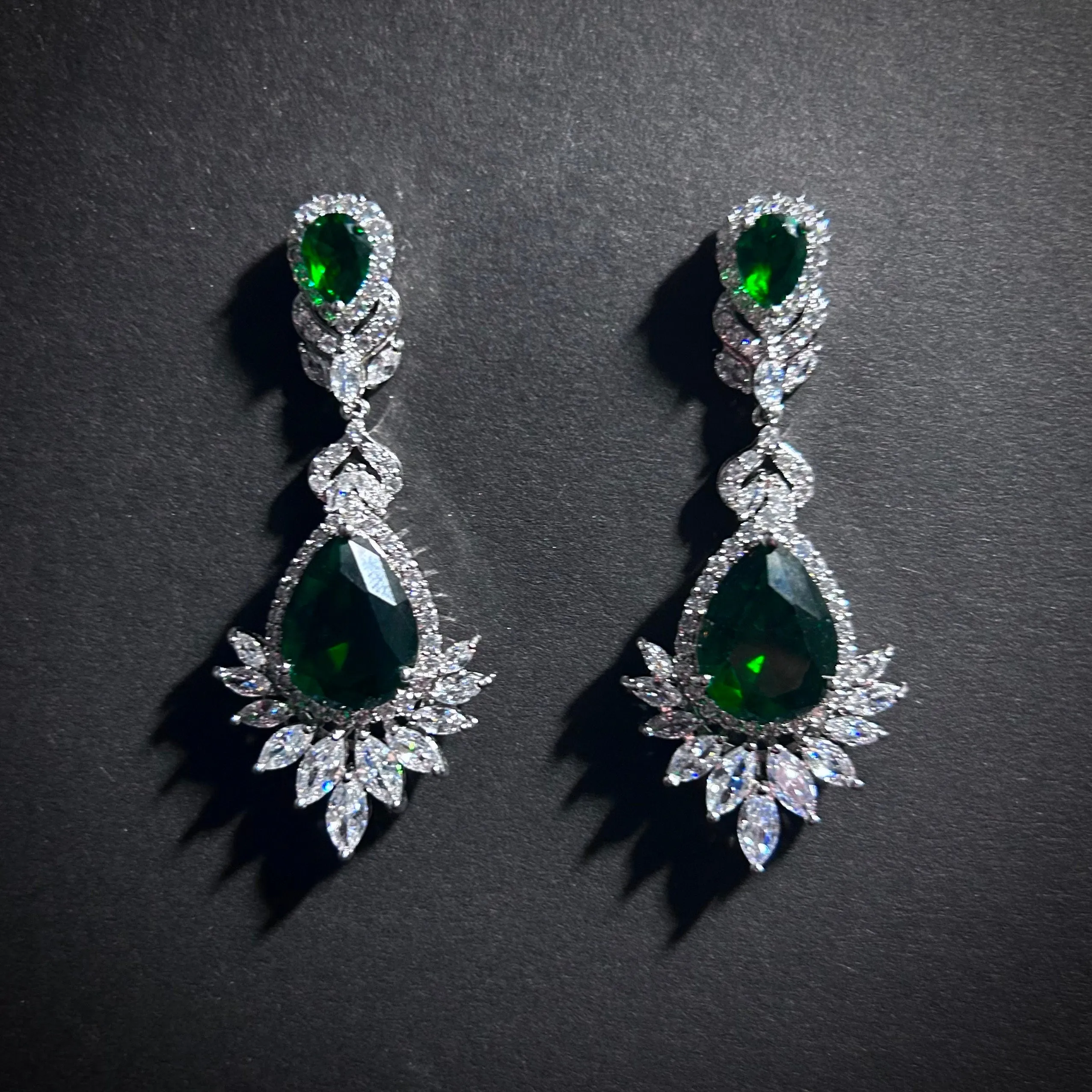 Emerald Teardrop Jewelry Set | Art Deco Set | Art Nouveau Set