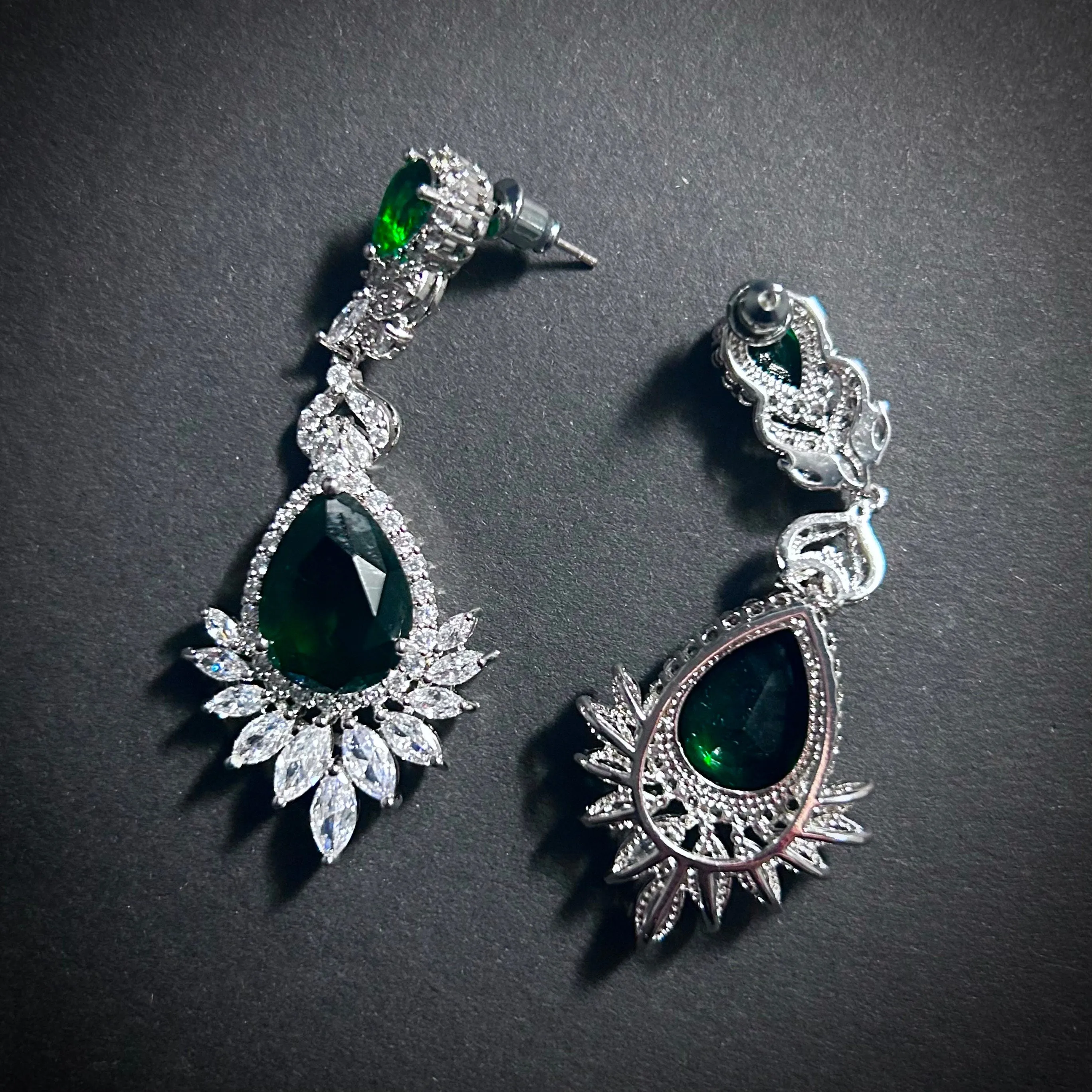 Emerald Teardrop Jewelry Set | Art Deco Set | Art Nouveau Set