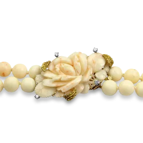 Estate 14K Yellow Gold Coral Bead Necklace