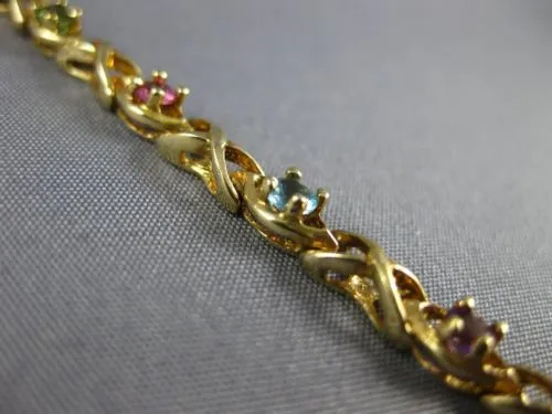 ESTATE 2.10CT AAA MULTI GEM 14KT YELLOW GOLD 3D CLASSIC X LOVE TENNIS BRACELET