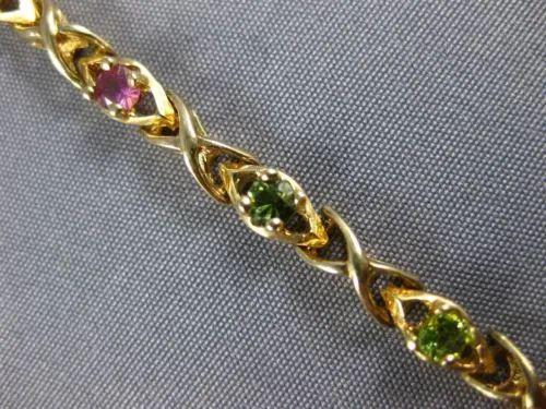 ESTATE 2.10CT AAA MULTI GEM 14KT YELLOW GOLD 3D CLASSIC X LOVE TENNIS BRACELET