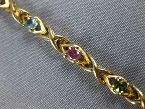 ESTATE 2.10CT AAA MULTI GEM 14KT YELLOW GOLD 3D CLASSIC X LOVE TENNIS BRACELET