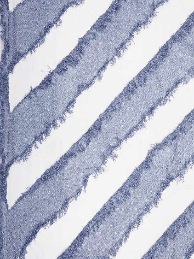FabSeasons Blue Fancy Striped Viscose Scarf for Ladies