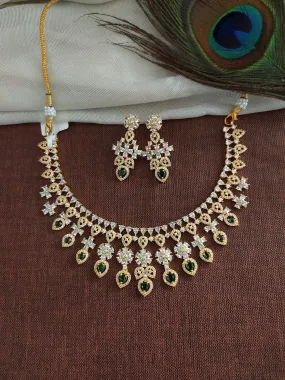 Floral Design Gold-plated Zircon Necklace Set