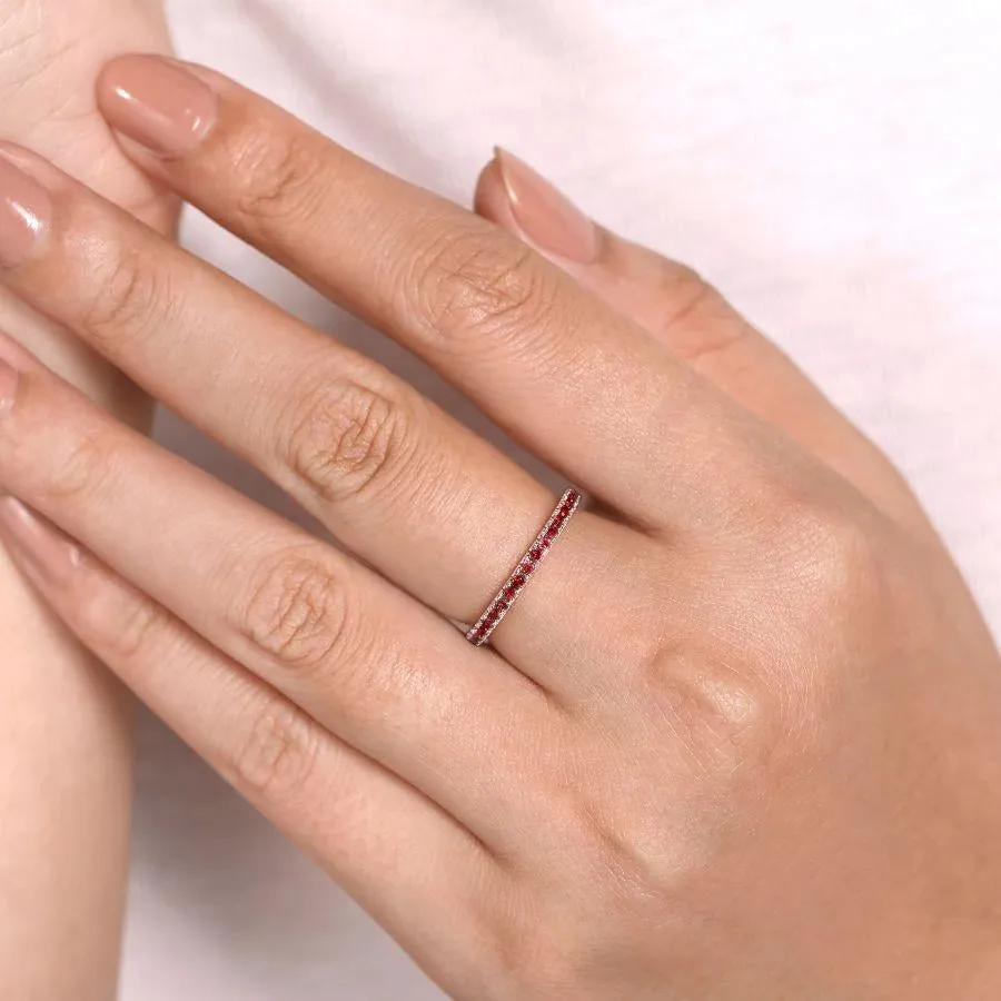 Gabriel & Co. 14K White Gold Garnet Stacklable Ring