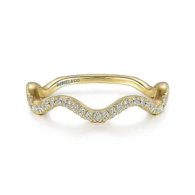 Gabriel & Co. 14K Yellow Gold Diamond Wave Stackable Ring