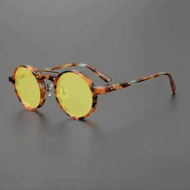 Gatenac Unisex Full Rim Round Polarized Acetate Sunglasses Mo11