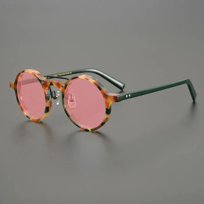 Gatenac Unisex Full Rim Round Polarized Acetate Sunglasses Mo11