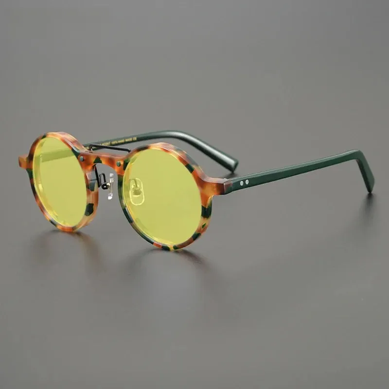Gatenac Unisex Full Rim Round Polarized Acetate Sunglasses Mo11