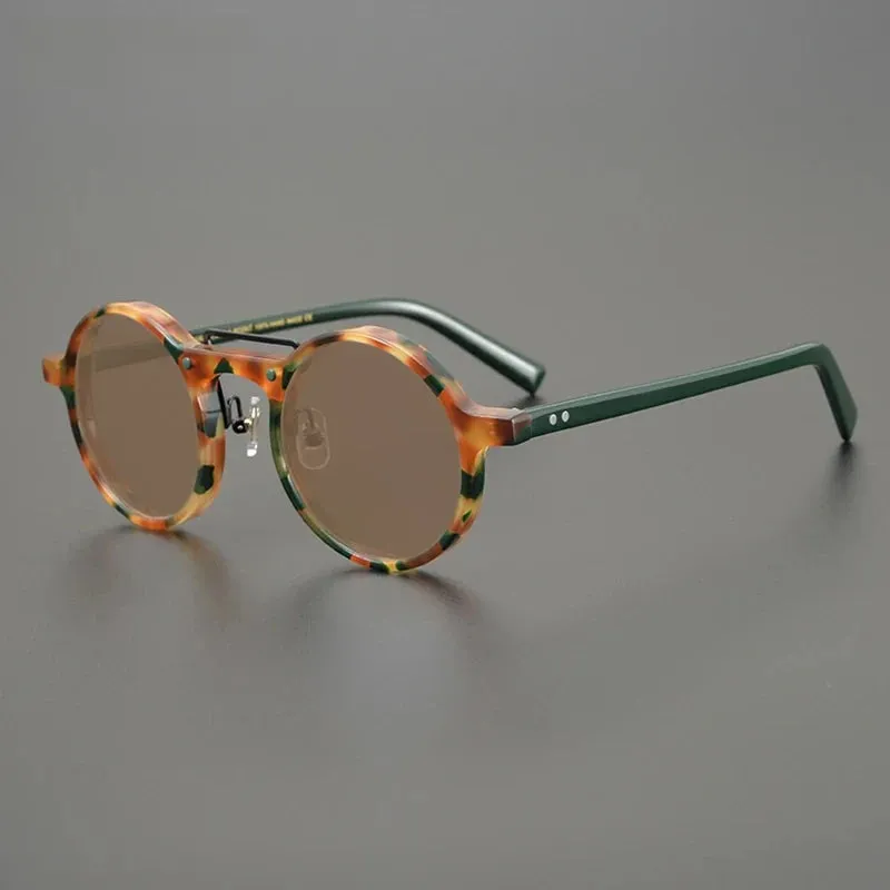 Gatenac Unisex Full Rim Round Polarized Acetate Sunglasses Mo11
