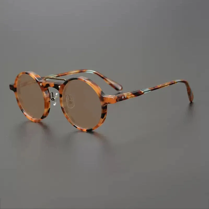 Gatenac Unisex Full Rim Round Polarized Acetate Sunglasses Mo11