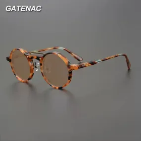 Gatenac Unisex Full Rim Round Polarized Acetate Sunglasses Mo11