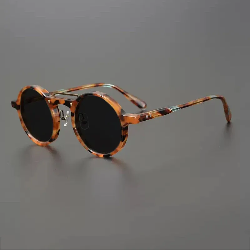 Gatenac Unisex Full Rim Round Polarized Acetate Sunglasses Mo11