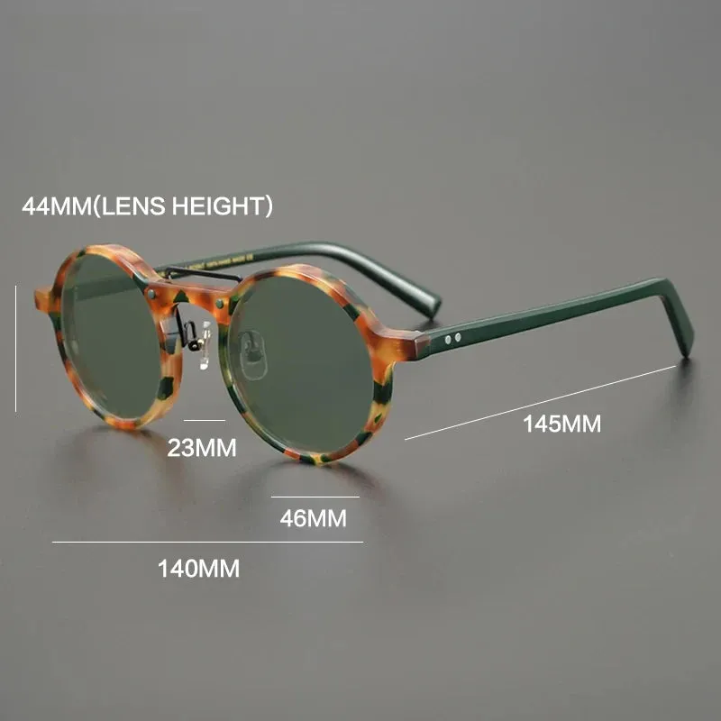 Gatenac Unisex Full Rim Round Polarized Acetate Sunglasses Mo11