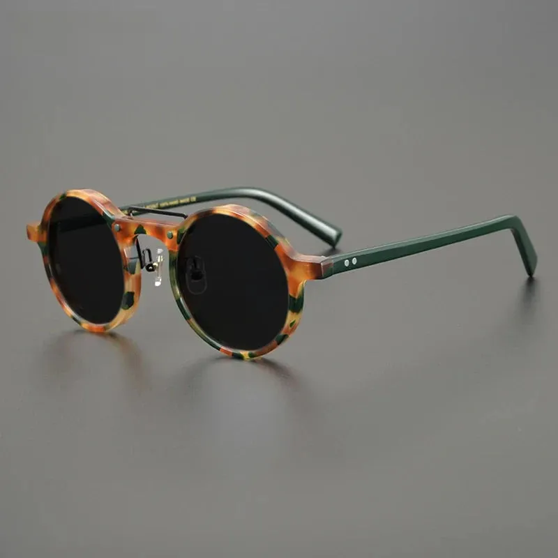 Gatenac Unisex Full Rim Round Polarized Acetate Sunglasses Mo11